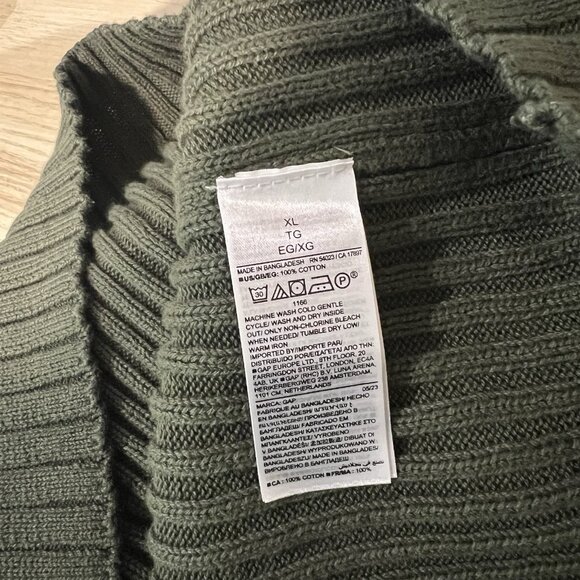 GAP Sweater Rib Knit Dress Size XL Puff Sleeve Mini Deep Depths Green 770378 - Picture 8 of 11